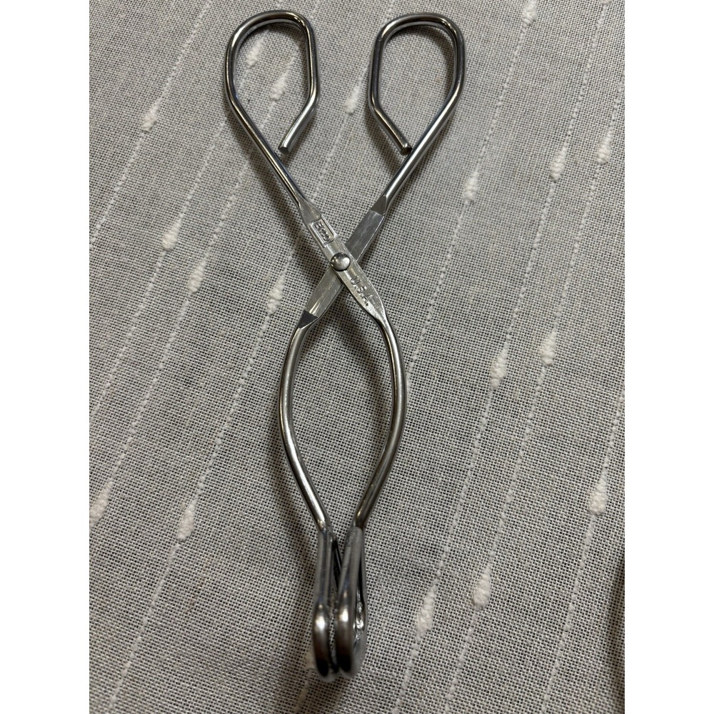 Ekco Vintage MCM Kitchenware Tongs Stainless Steel Made In USA 8 Inch